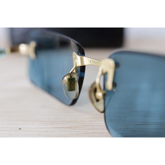 Vintage Versace Sunglasses 1990s Italy rimless with case mod x81 col 030/270 - Picture 9 of 16